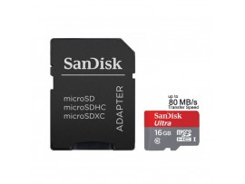 SanDisk Ultra microSDHC UHS-I 80MB/s 16GB (with Adapter)